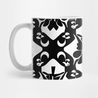 Black and white moon and floral pattern Mug